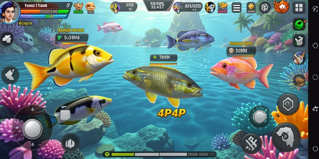 Tampilan aksi seru dalam gameplay Tembak Ikan 4P4P.