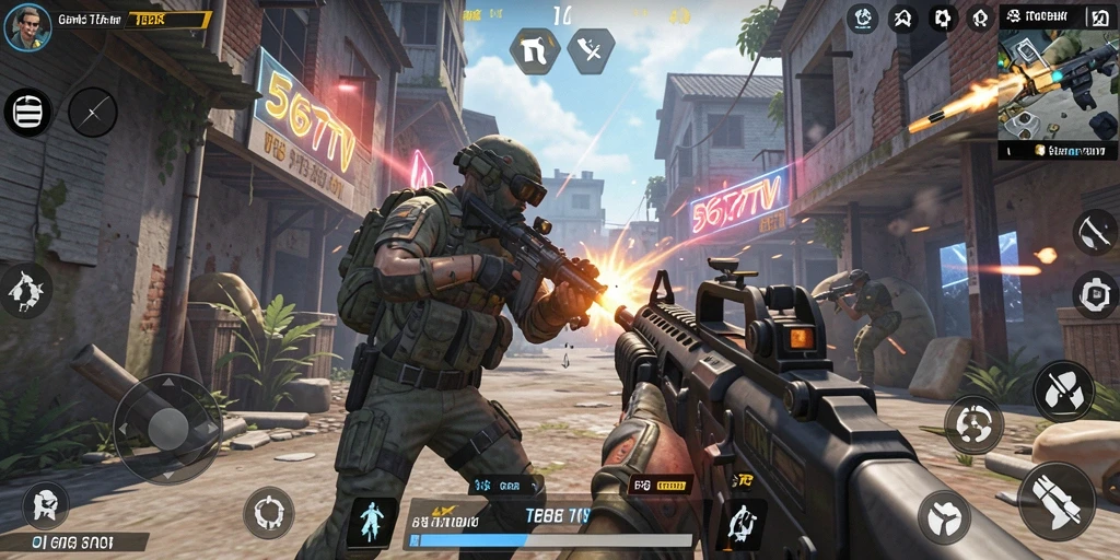 Screenshot 567TV menunjukkan aksi tembak-menembak seru dalam gameplay TPS.