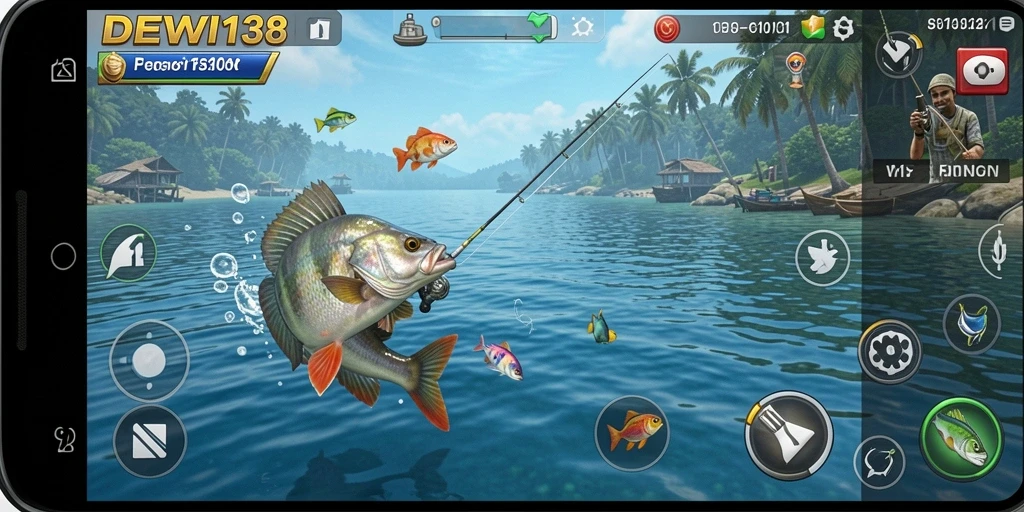 Screenshot dari gameplay DEWI138 yang menampilkan pengalaman memancing yang seru.